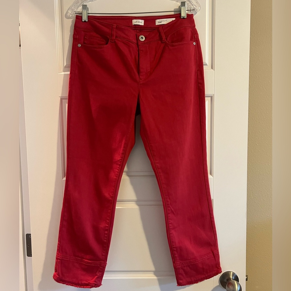 J. Jill Authentic Fit Cropped Red Denim Jean Size 6